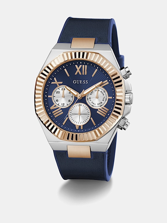 GUESS Genuine Leather multi function watch Men