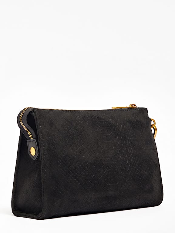 Black suede evening clutch new arrivals
