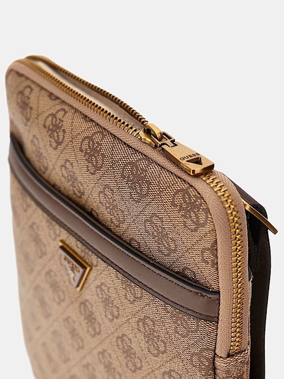 Sac Bandoulière Guess Vezzola Pour Homme - Logo 4G Argenté - Style Urbain Et Pratique - Plusieurs Compartiments Organisés