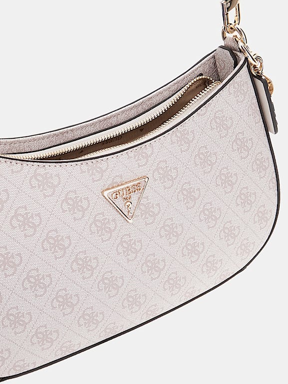 Bolso Guess Noelle blanco con cremallera para mujer