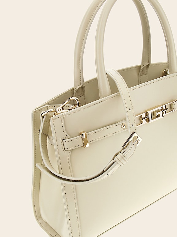 White genuine leather handbags deals