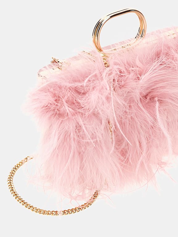 GUESS Dalida feather clutch