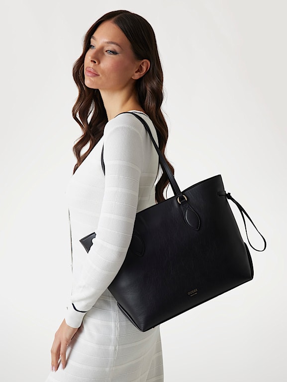 GUESS Florence genuine leather shoulder bag Women