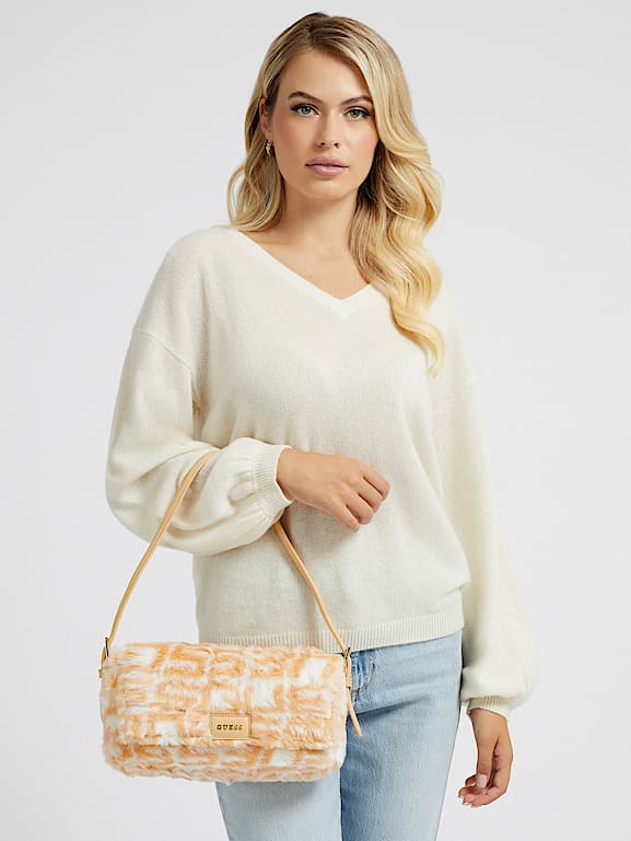Faux fur slouch bag outlet