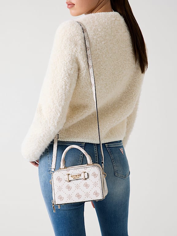 Sac à Main GUESS Silia Mini Vanilla - Sac Bandoulière écru Avec Logo, Deux Compartiments - 2