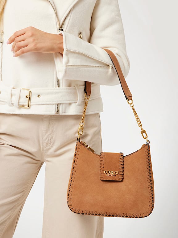 GUESS® Echtleder-Schultertasche Libera Damen