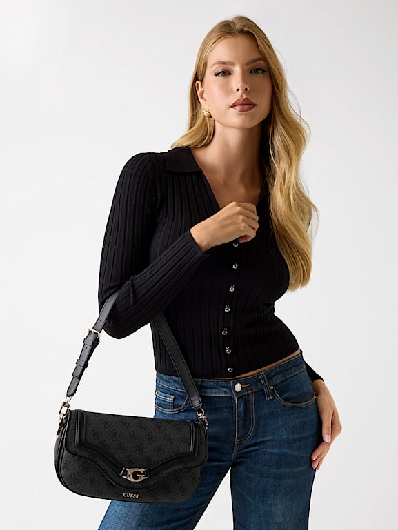 Bandolera Guess Iseline Convertible Con Solapa, Cebra | Envío Gratis