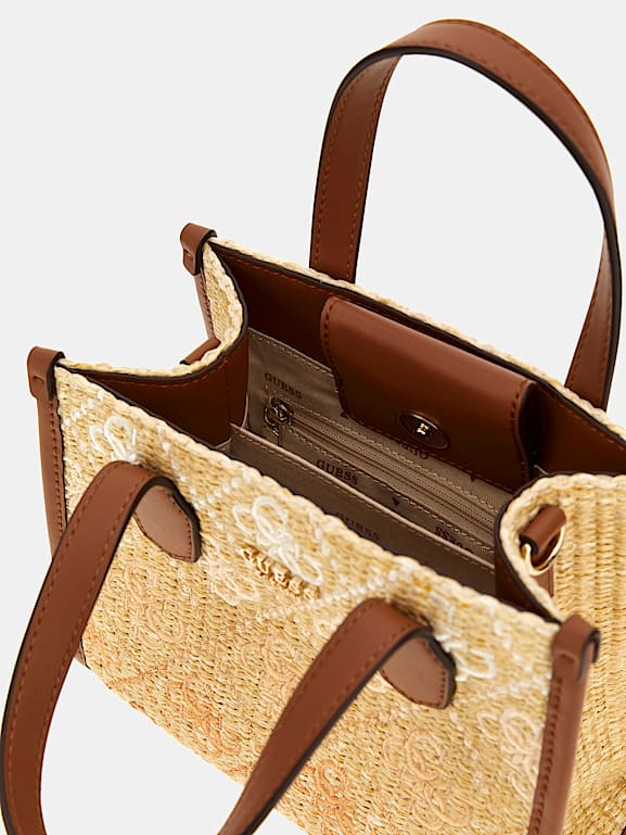 GUESS® Silvana 4G logo raffia mini handbag Women