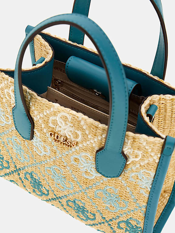 ショルダーバッグ・ポシェット Guess SILVANA herringbone raffia mini tote bag HO1A3A71 ショルダーバッグ・ポシェット Guess SILVANA herringbone