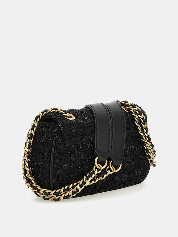 GUESS Mini bandolera Giully de tweed Mujer