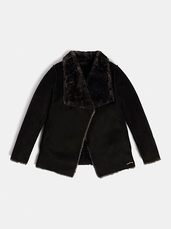 Guess reversible jacket top with faux fur