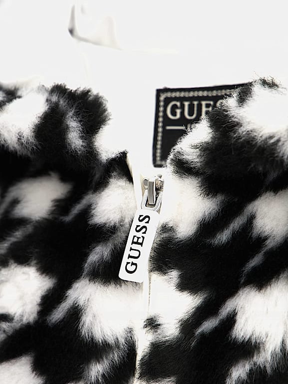 GUESS Pied de poule faux fur bomber
