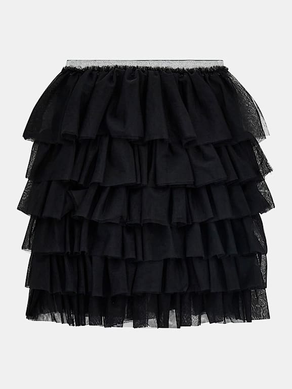 Ruffle mesh mini skirt