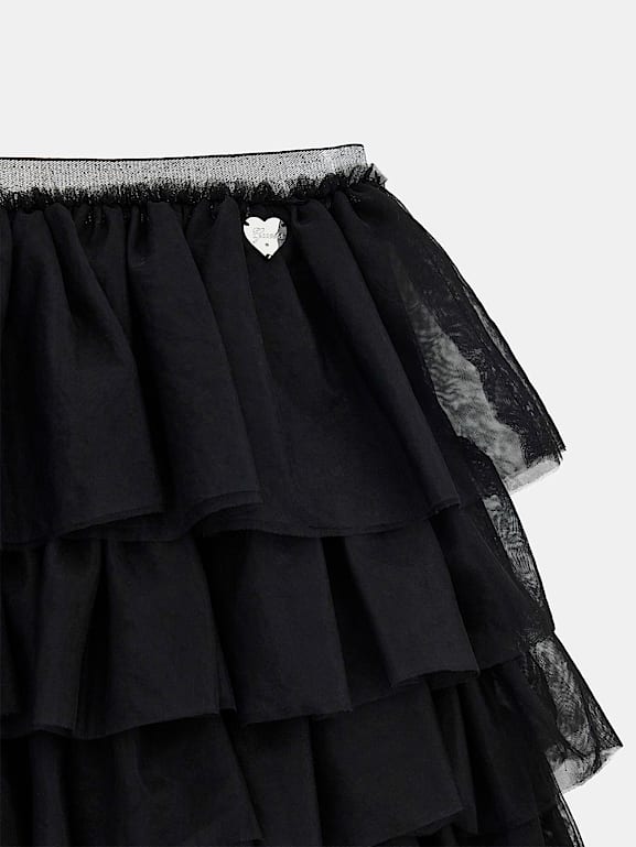 Ruffle mesh mini skirt