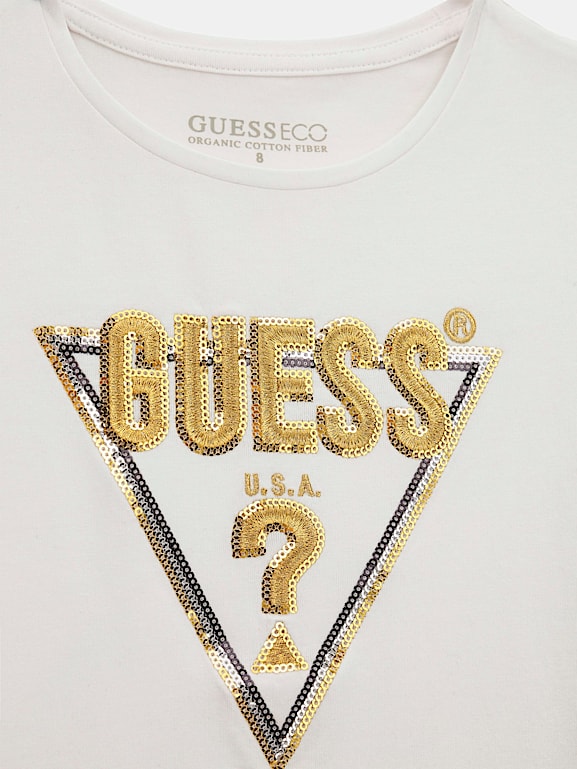 White and gold guess shirt hot sale