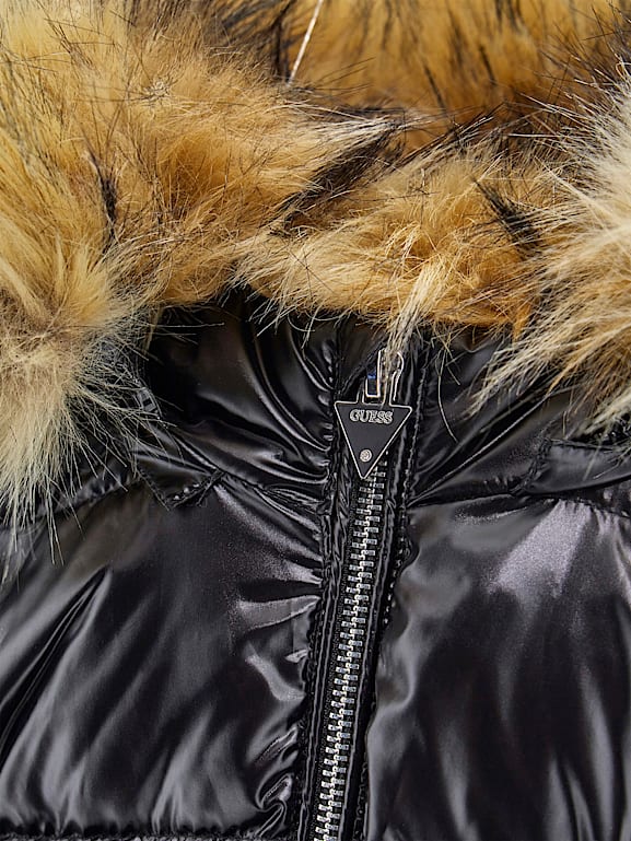 Black guess bubble coat top