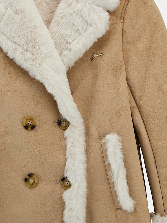GUESS Kids Cappotto lungo in simil pelle scamosciata Bambina