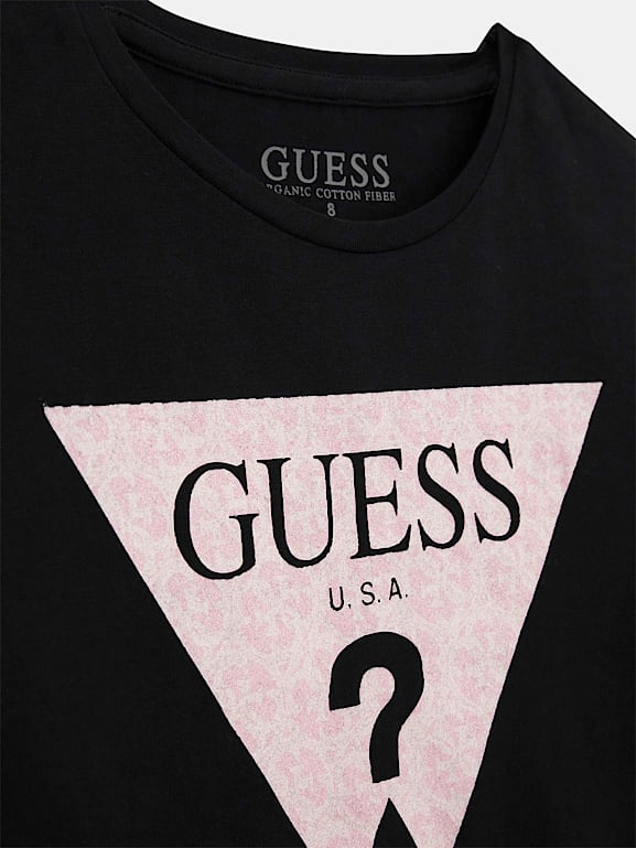 Guess Niña Camiseta Algodón Negro Con Logo Triangular (J2YI51 - Main Image