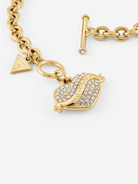 Collier épingle Doré Avec Strass - Marque GUESS, Occasion