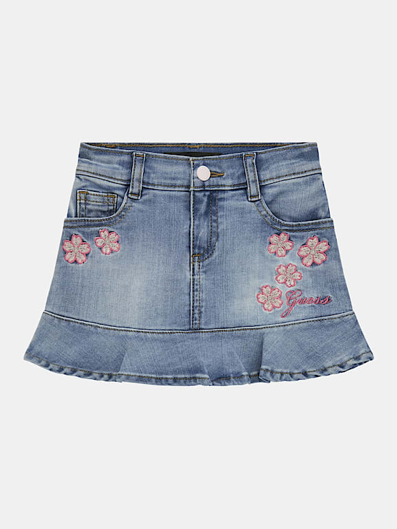 GUESS Kids All over embroidery denim skirt Girls