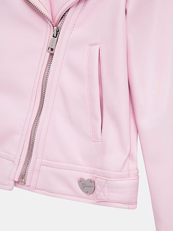 Guess pink faux leather jacket new arrivals