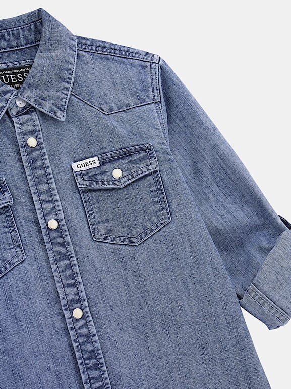 GUESS Kids Denim slim fit shirt Boys