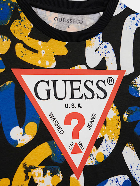 GUESS Tamam desenli crop t shirt