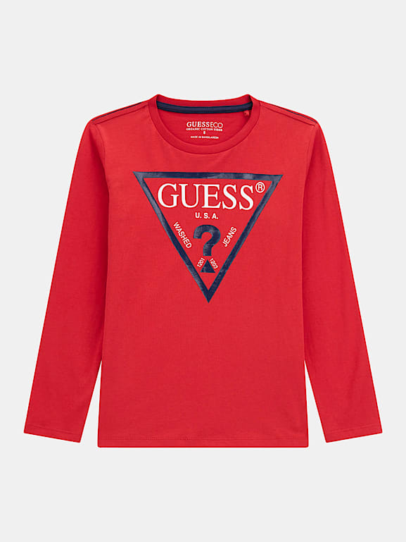 Guess red triangle online t shirt