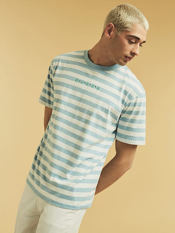Guess blue hot sale striped shirt