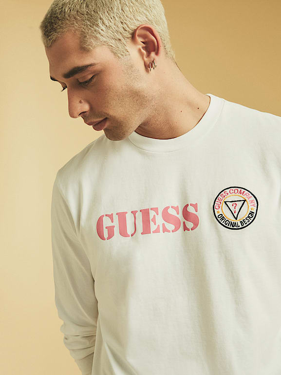 Guess long deals sleeve mens