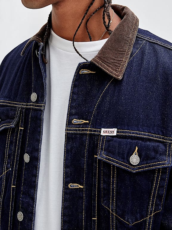 Guess denim jacket logo on back store