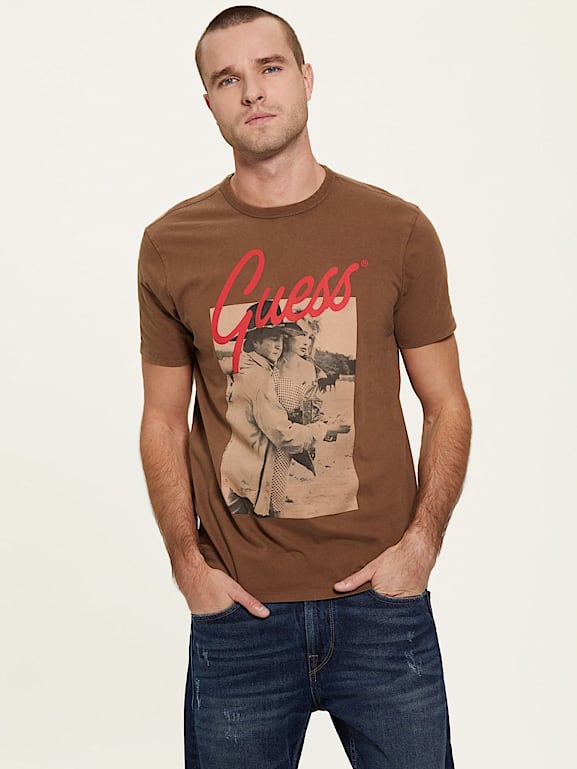 Guess brown best sale shirt