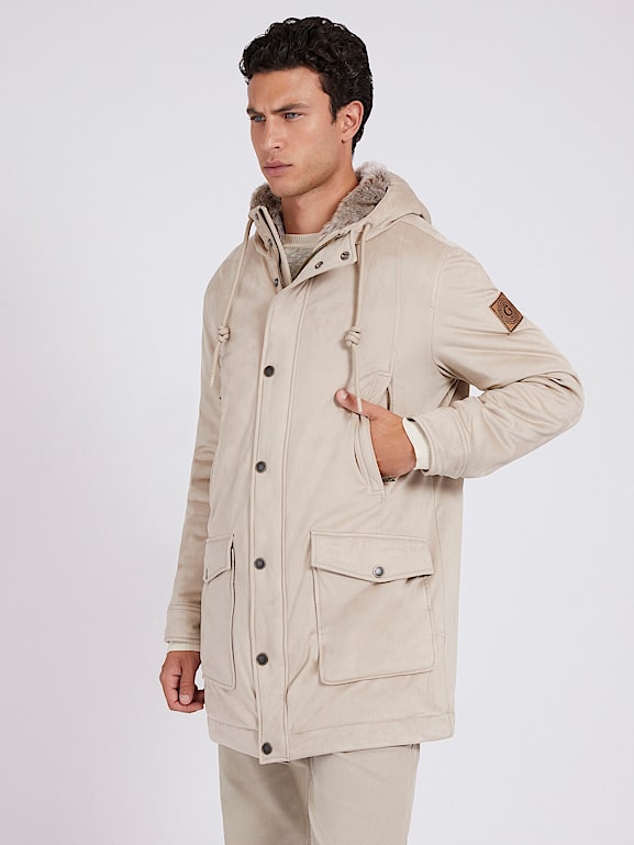 Faux suede puffer jacket clearance