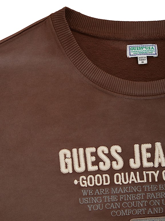 Guess college logo crew sweatshirt clearance