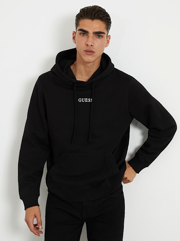 Guess logo 2025 repeat black hoodie