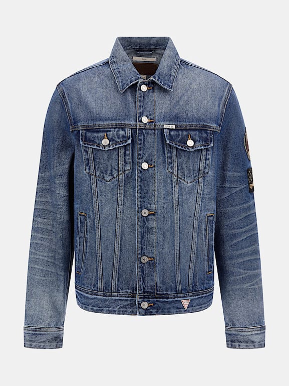 Patch back denim jacket store