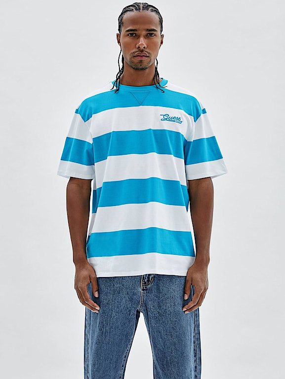 Guess striped t shirt pink clearance