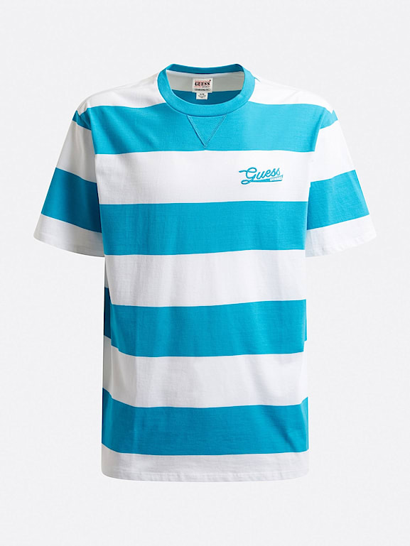 Guess blue striped shirt hot sale