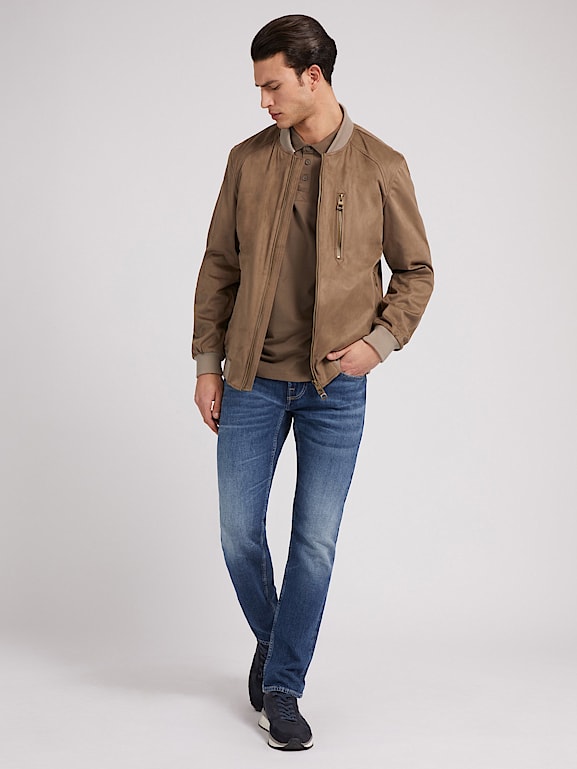 Faux suede bomber outlet jacket mens