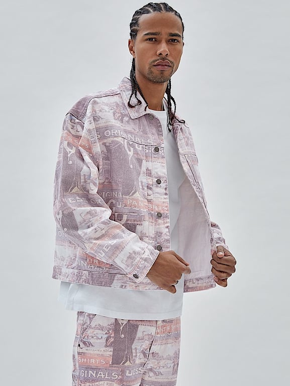 Pink denim jacket hotsell men