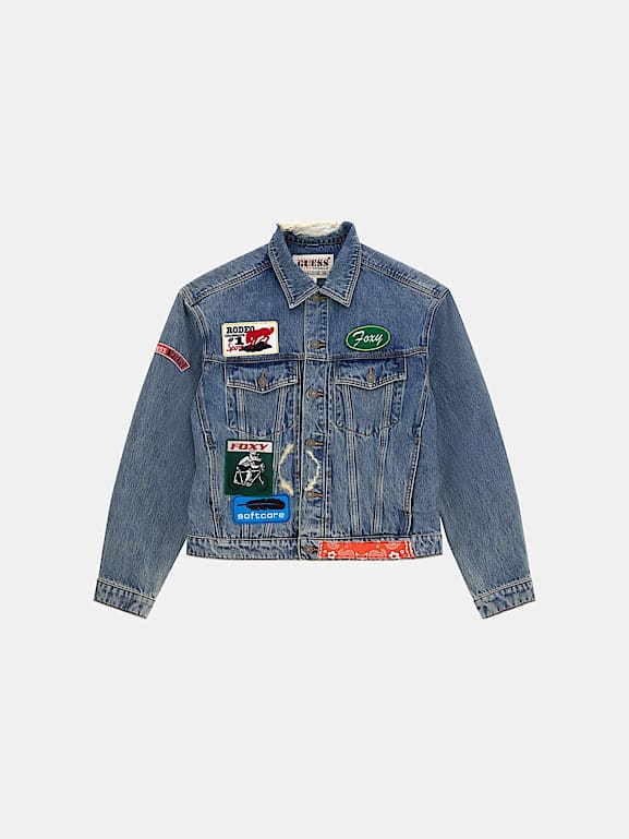 Guess logo denim jacket sale