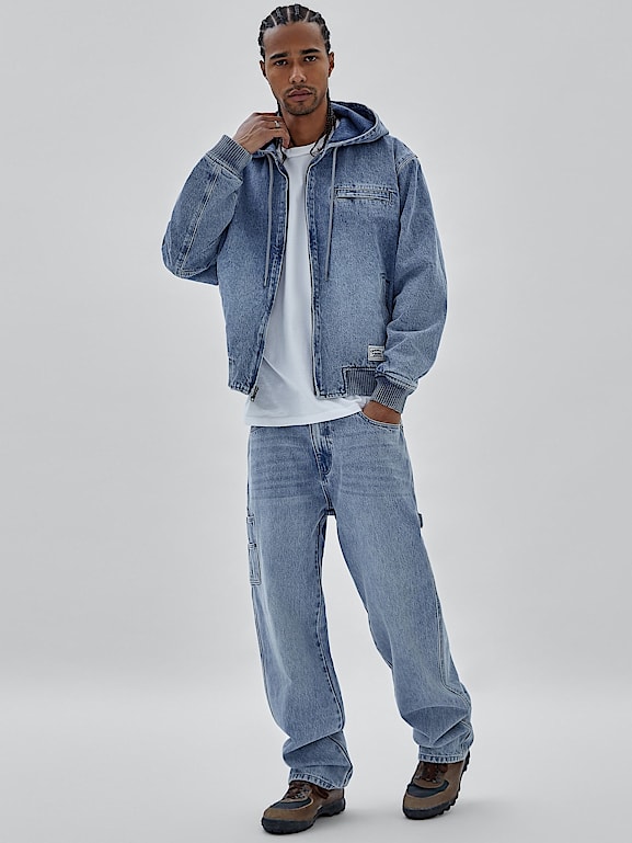 Guess jean top jacket with hoodie