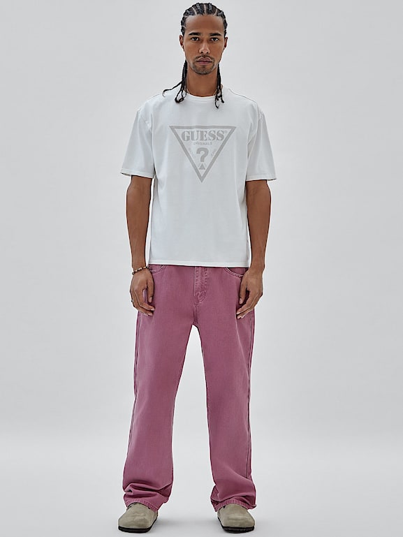 Guess pink striped shirt mens discount