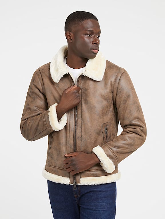 Guess shearling sales jacket