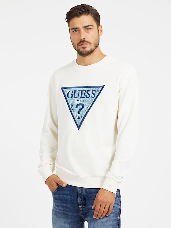 Guess triangle logo sweatshirt best sale
