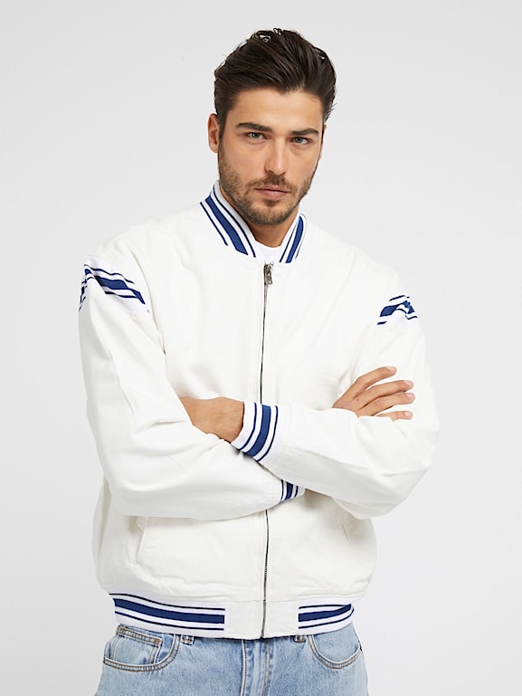 Guess white bomber jacket shop