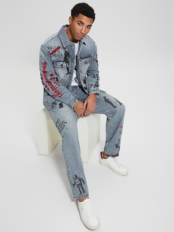 GUESS All over print denim jacket Men