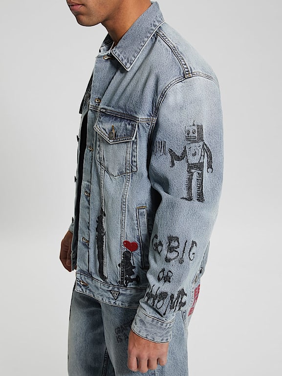 GUESS All over print denim jacket Men