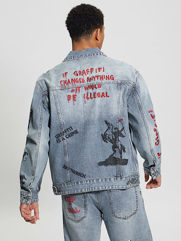 Veste jean imprimé on sale