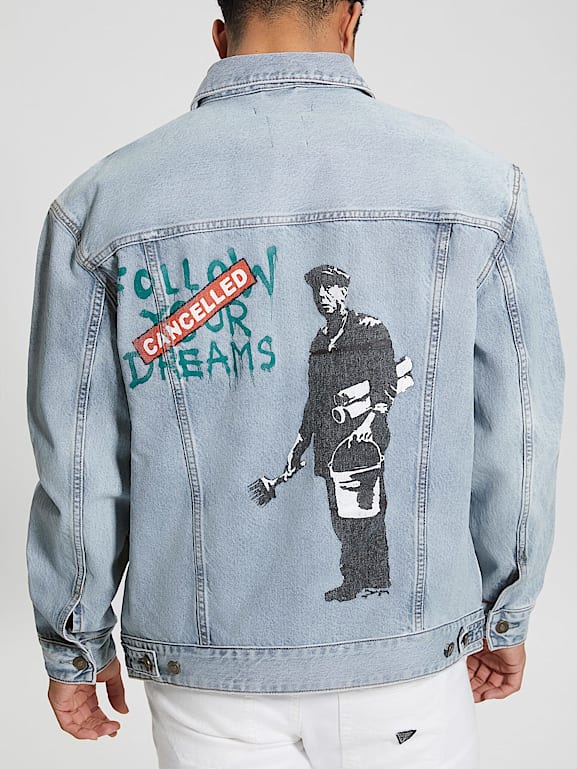 Graffiti print denim jacket